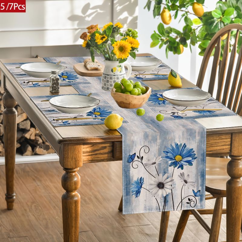 Linen Table Runner - VIKAMA Set Alas Meja Motif Bunga
