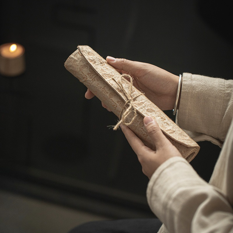 Linen Table Runner - Taplak Meja Brokat Zen Gaya Cina
