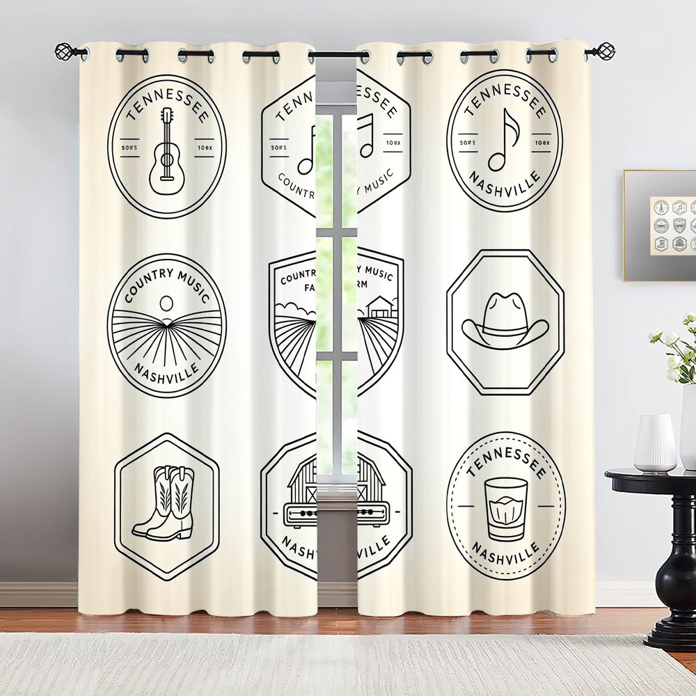 Home Decor White - Tirai Bertema Musik Country Tennessee, Tirai