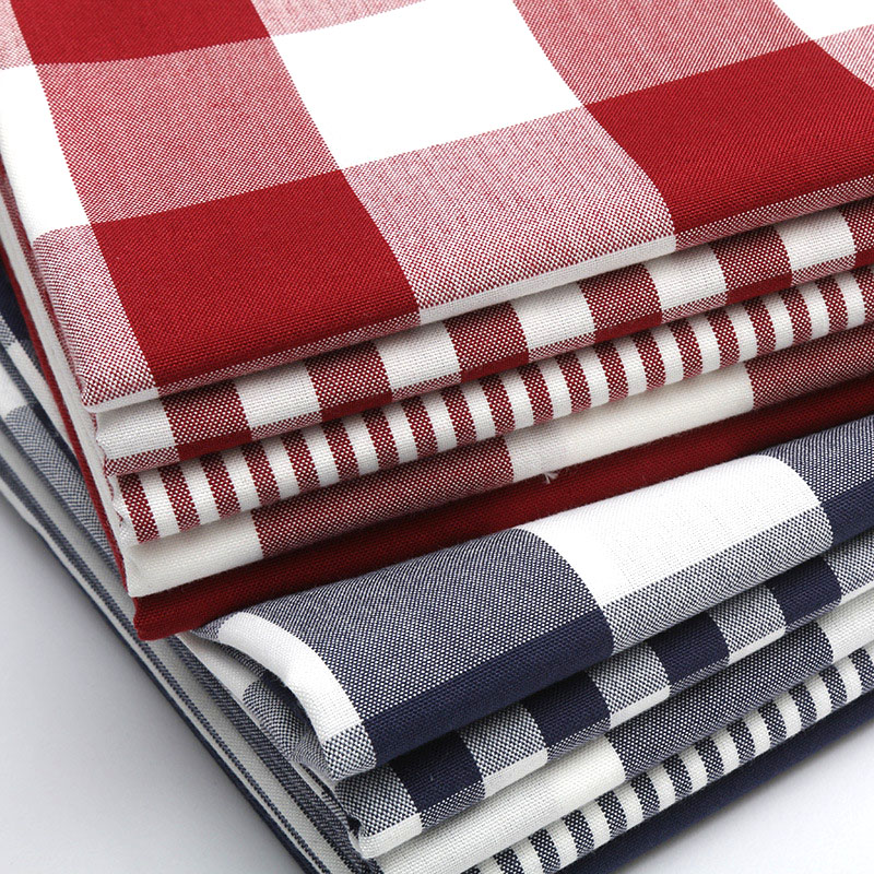 Linen Table Runner - Kain Linen Katun Kotak-kotak Dicelup Benang