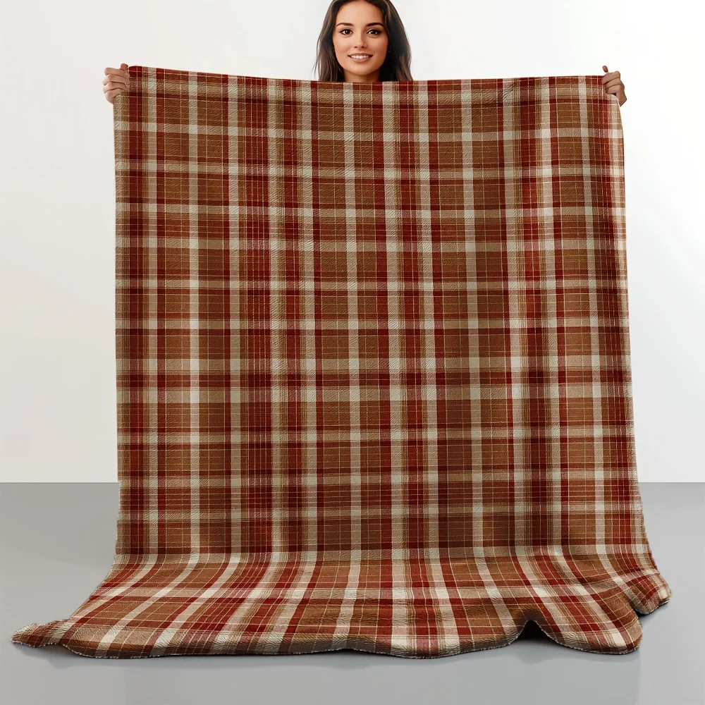 Neutral Throw Blanket - Selimut Flanel Kotak-kotak Rustic Lembut dan