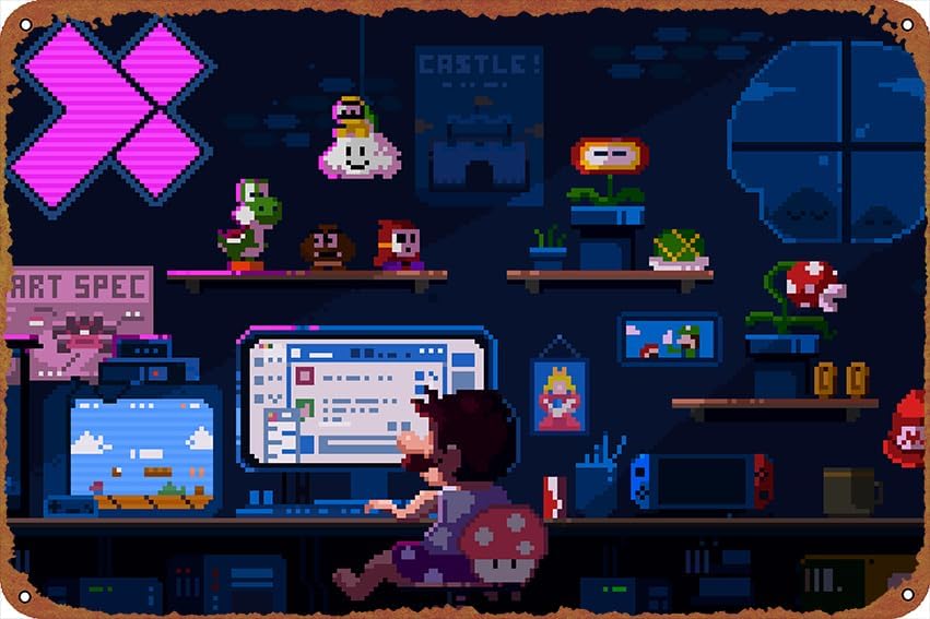 Home Decor Games Free - Poster Tanda Logam Vintage Seni Pixel