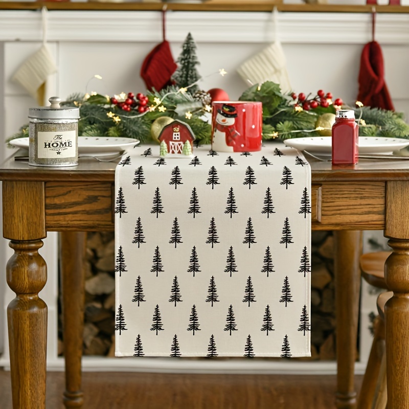 Linen Table Runner - Taplak Meja Pohon Natal Sederhana, Item