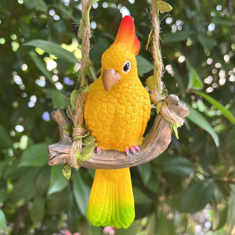 Home Decor Quirky - Ayunan Kayu Burung Beo Lucu pada