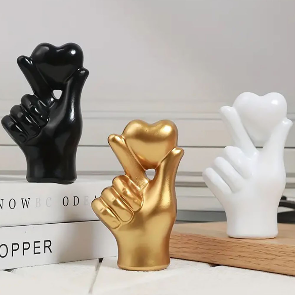 Home Decor Y2K - Patung gerakan tangan hati, ornamen meja
