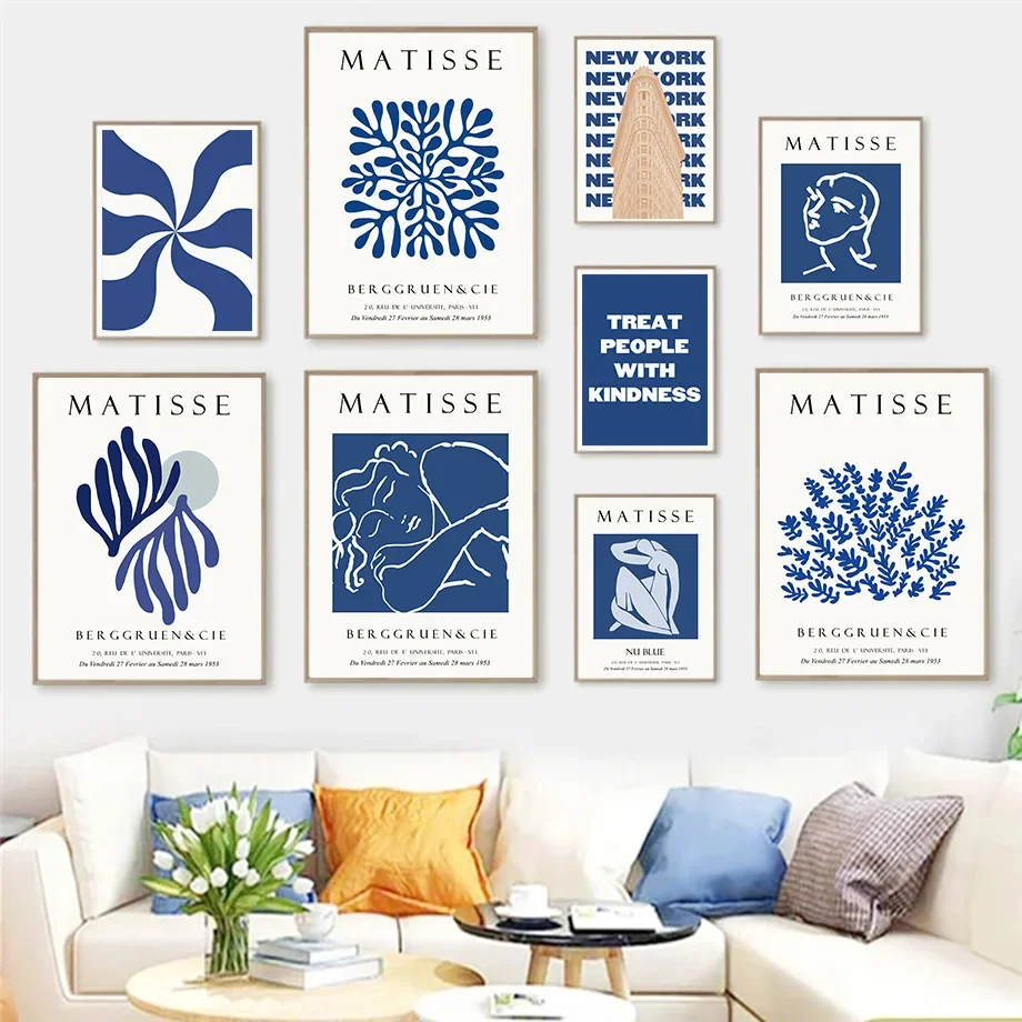 Home Decor Exhibition - Seni Dinding Minimalis Skandinavia Biru Matisse