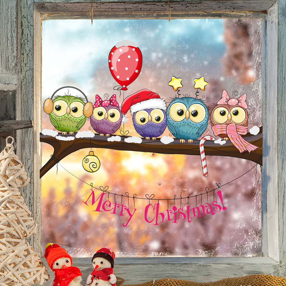 Home Decor Window Blinds - Stiker Dinding Burung Hantu Natal Di