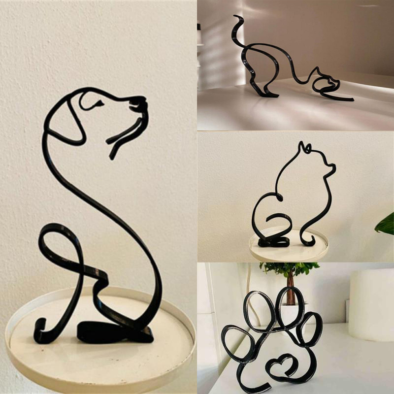 Home Decor Y2K - Patung seni anjing Logam abstrak, patung