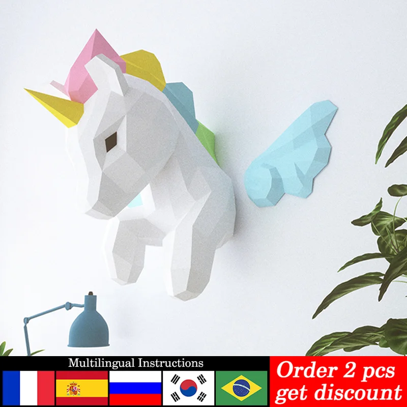 Home Decor Center - Dekorasi dinding hewan Unicorn pelangi Model