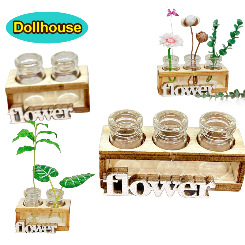 Home Decor Glass - 1Set 1:12 Rumah Boneka Miniatur Hidroponik