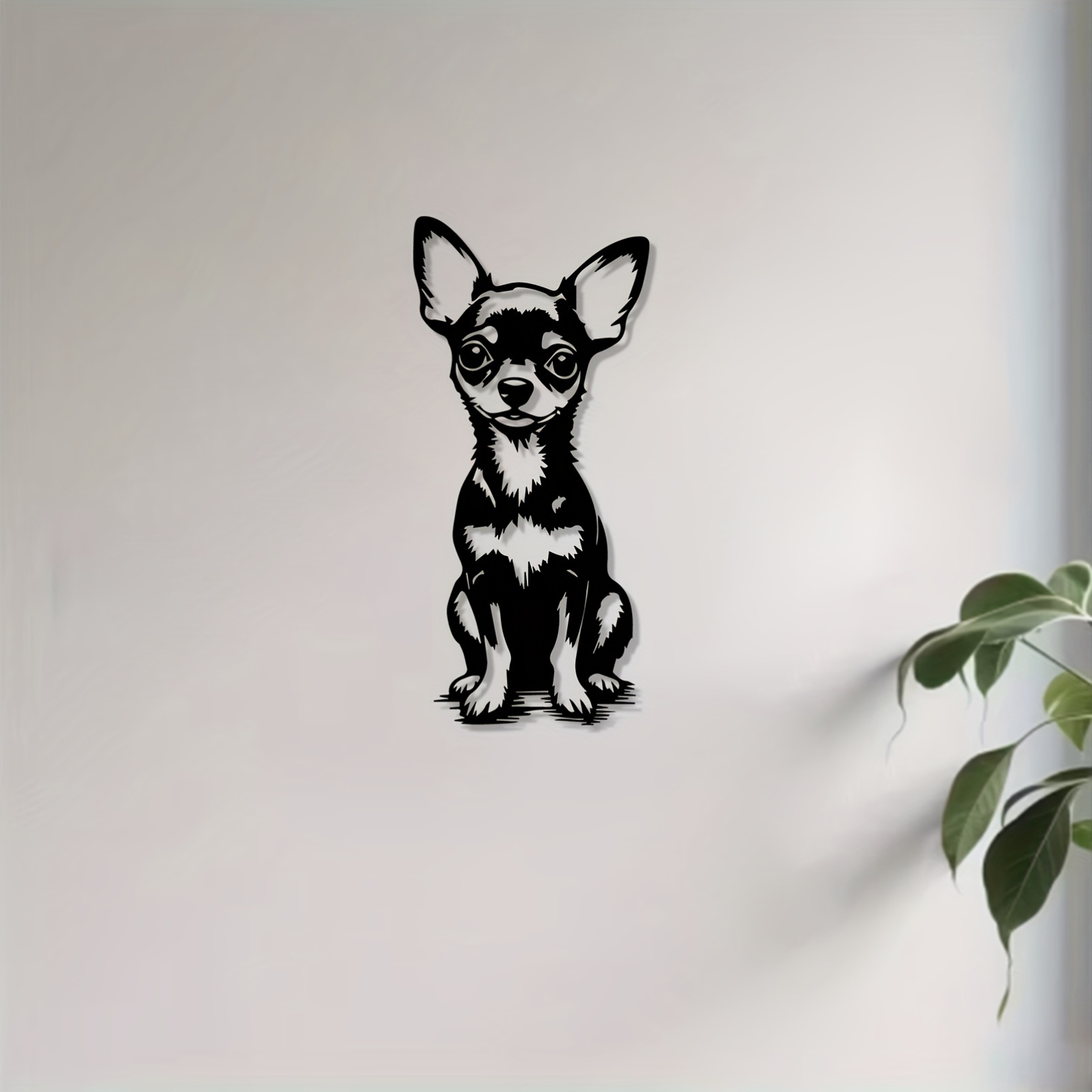 Home Decor Quirky - Seni Dinding Logam Modern Patung Chihuahua