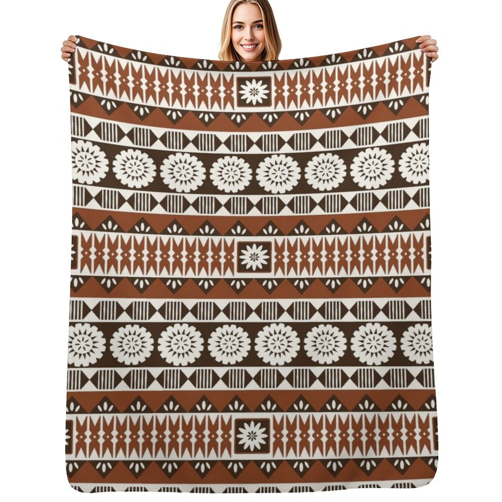 Neutral Throw Blanket - Fijian Masi 2 - Selimut Dekoratif