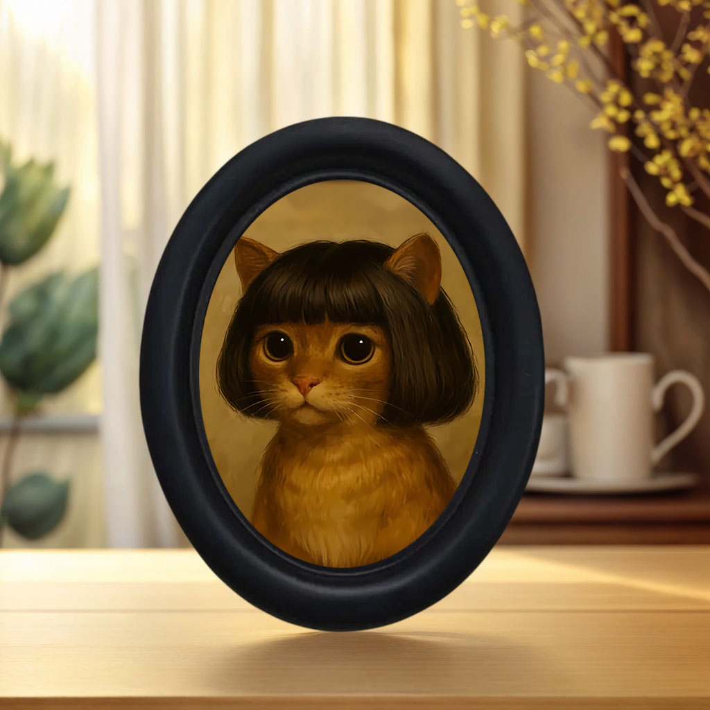 Home Decor Quirky - 1 Buah Seni Dinding Kucing Berambut