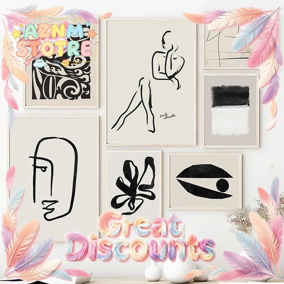 Home Decor Exhibition - Poster Seni Abstrak Minimalis Gambar Garis