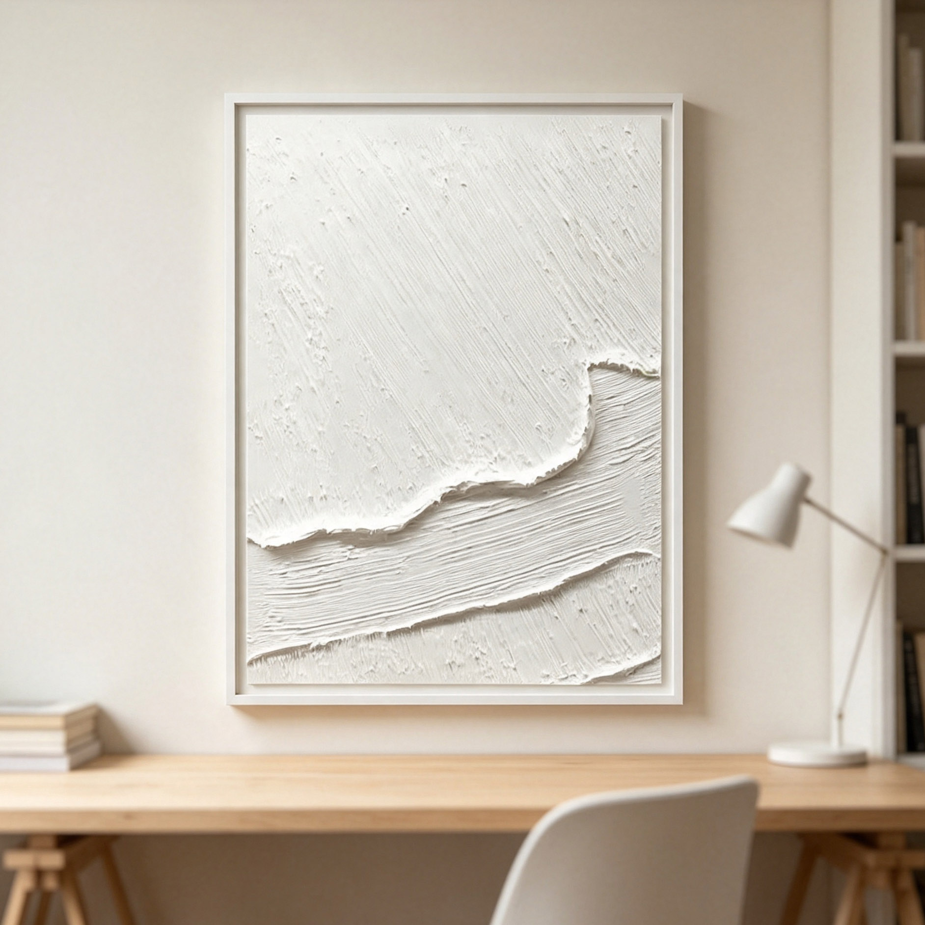 Lukisan Minyak Abstrak Tekstur - Home Decor White ulasan dan harga