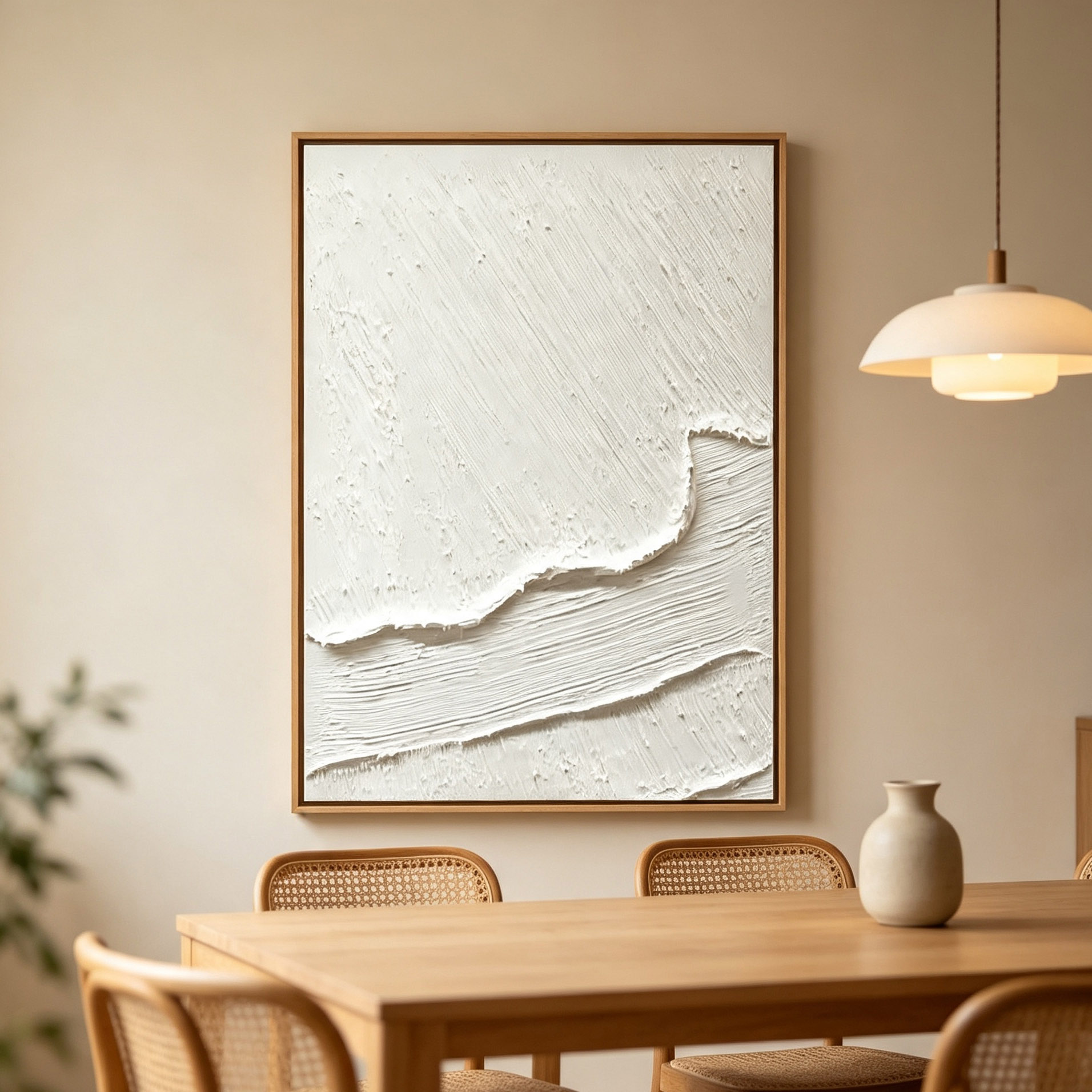 Lukisan Minyak Abstrak Tekstur - Home Decor White ulasan dan harga