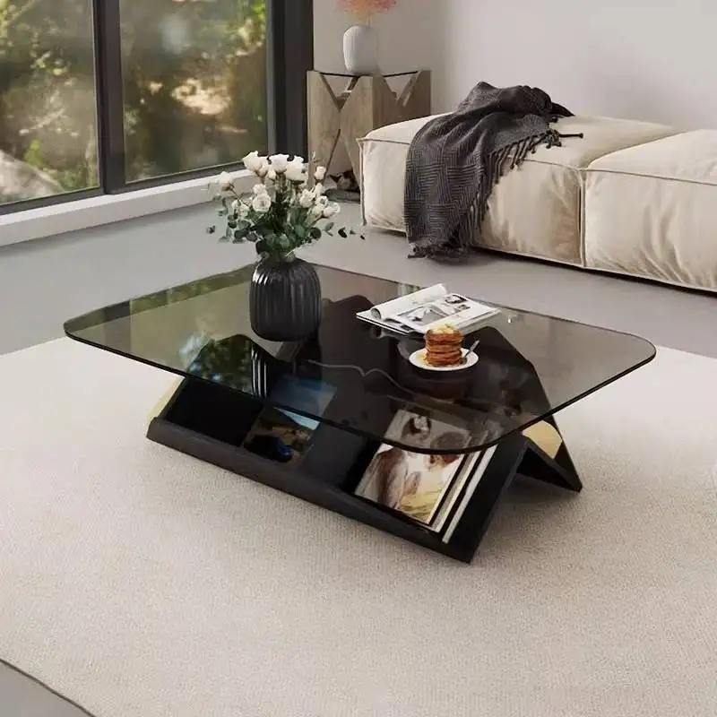 Meja Kopi Kaca Cina Kayu Hitam - Home Decor Center ulasan dan harga