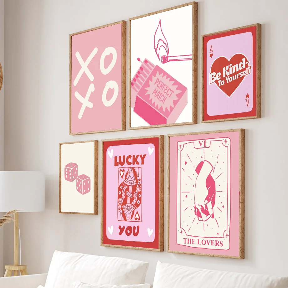 Pink Lucky Poker Queen Heart D - Home Decor Y2K ulasan dan harga