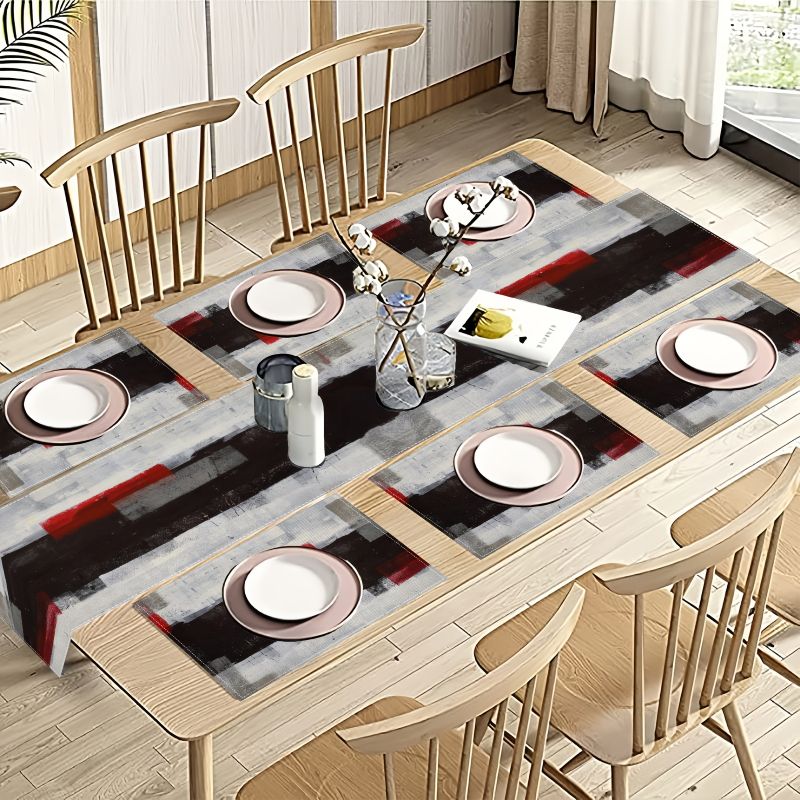 Set Alas Meja Abstrak Modern y - Linen Table Runner ulasan dan harga