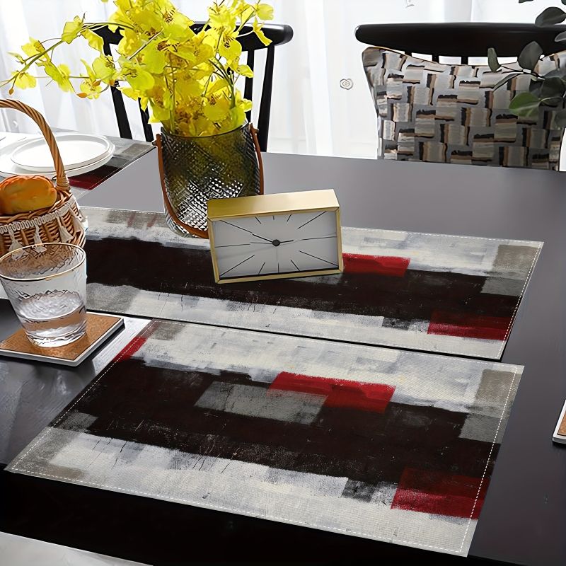 Set Alas Meja Abstrak Modern y - Linen Table Runner ulasan dan harga