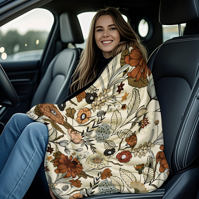 Selimut Fleece Motif Bunga Bot - Neutral Throw Blanket ulasan dan harga
