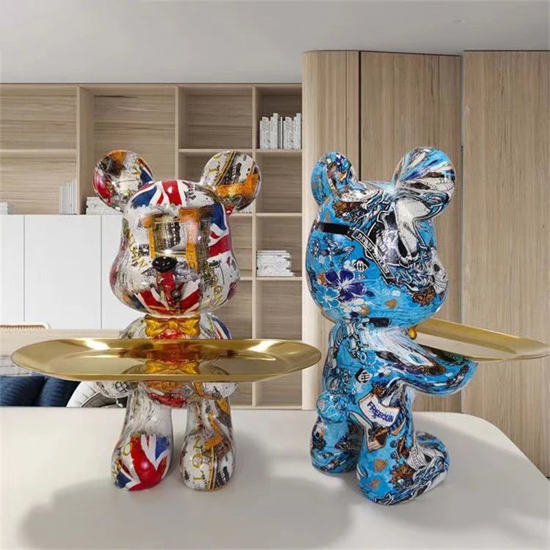 Patung Beruang grafiti 29cm, d - Home Decor Y2K ulasan dan harga