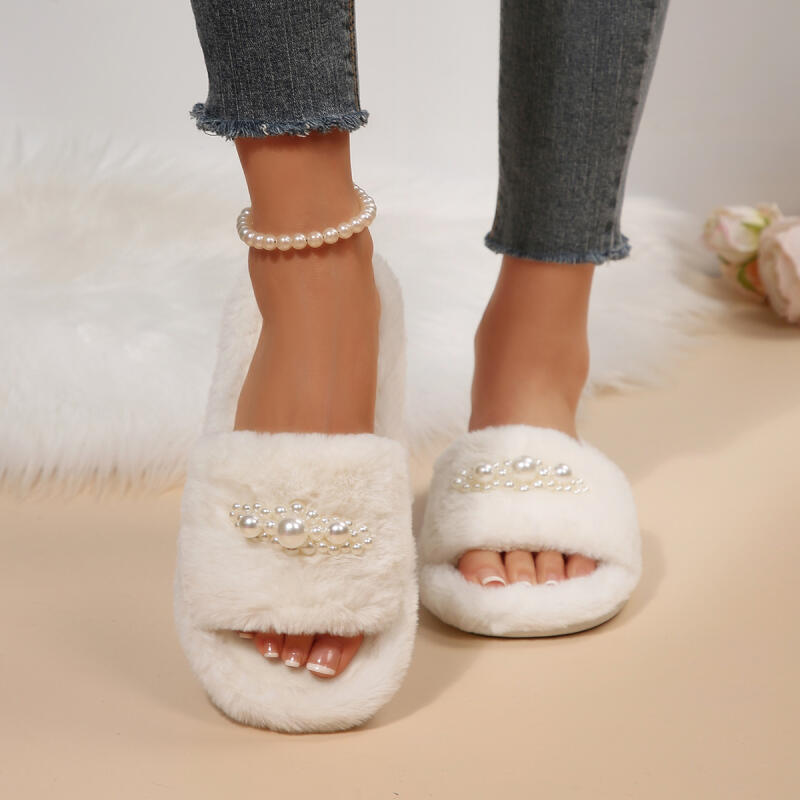 Sandal Rumah Wanita Bulu Halus - Home Decor White ulasan dan harga
