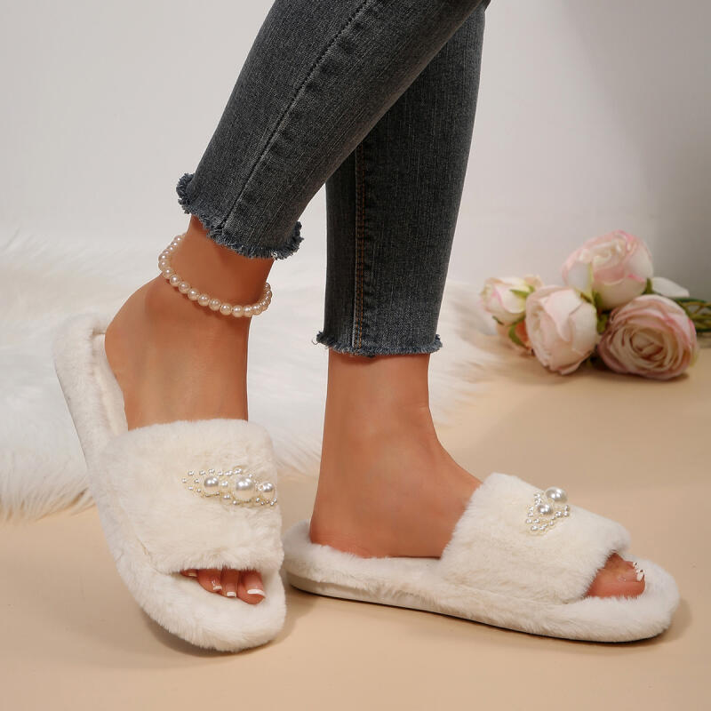 Sandal Rumah Wanita Bulu Halus - Home Decor White ulasan dan harga
