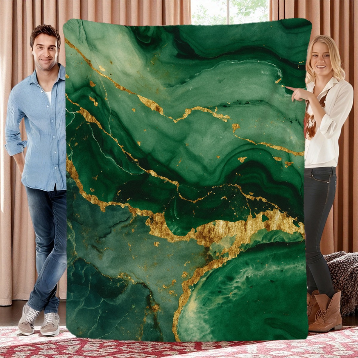 Selimut Grafis Marmer Jade Gre - Neutral Throw Blanket ulasan dan harga