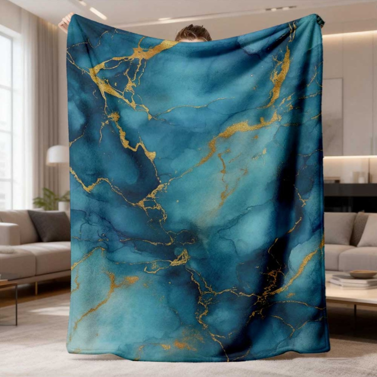 Selimut Grafis Marmer Jade Gre - Neutral Throw Blanket ulasan dan harga