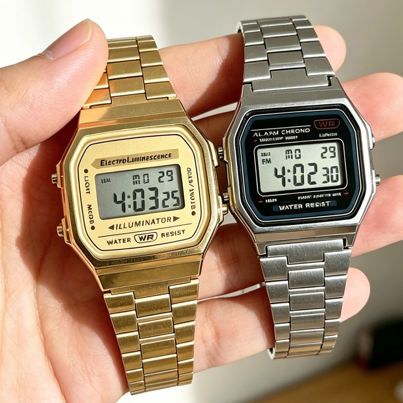 F91W Jam Tangan Tahan Air Retr - Vintage Alarm Clock ulasan dan harga