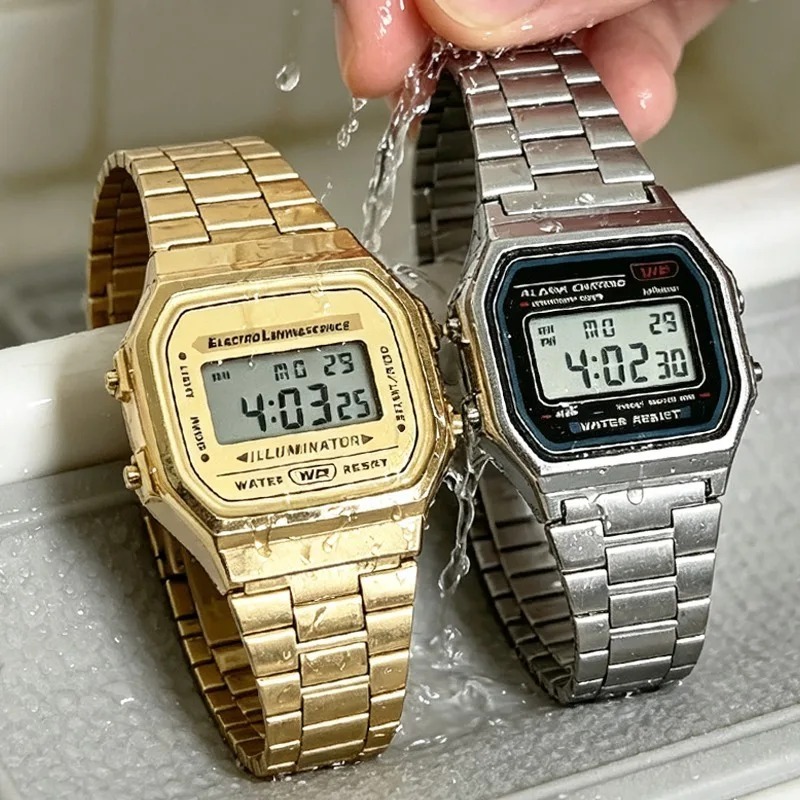 F91W Jam Tangan Tahan Air Retr - Vintage Alarm Clock ulasan dan harga