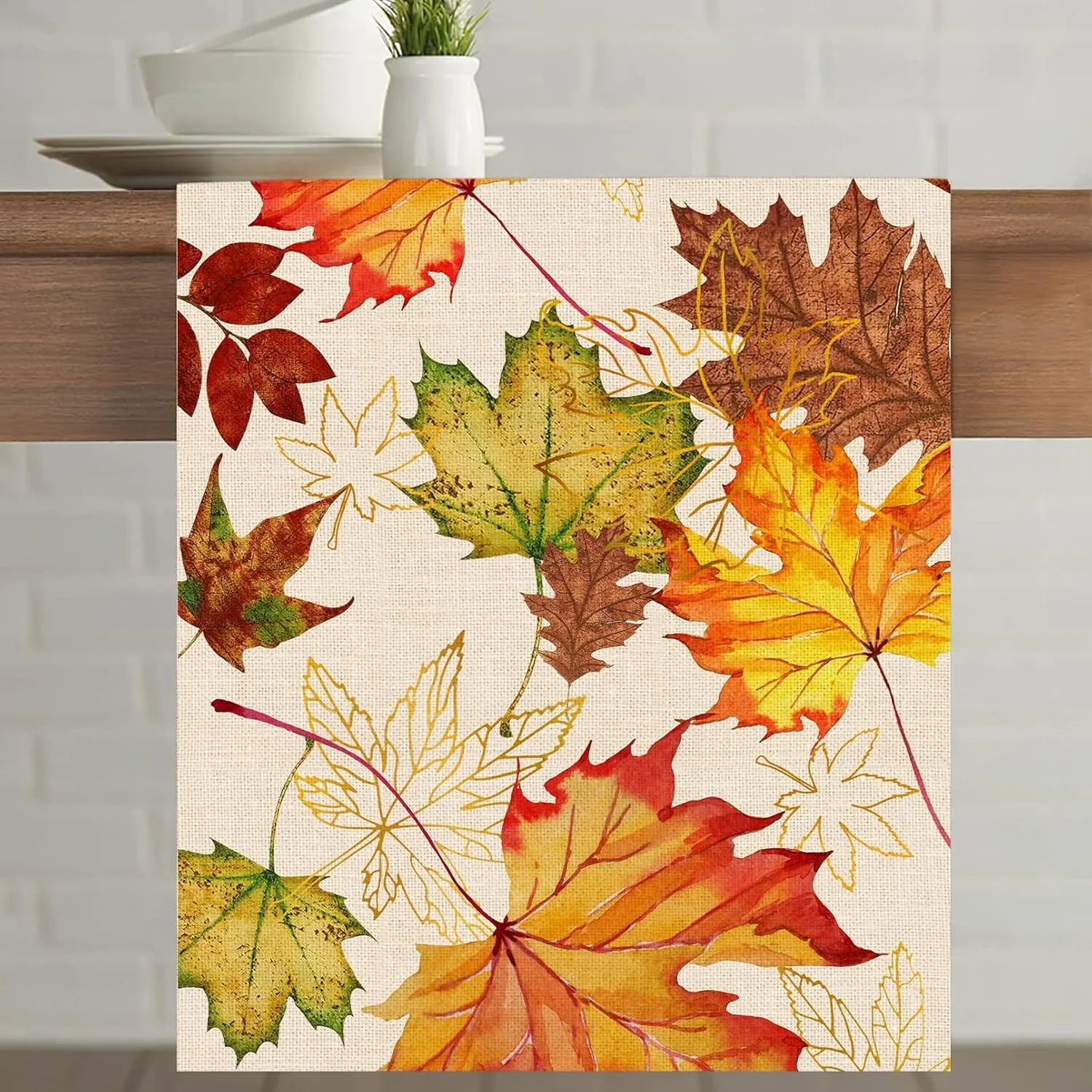 Taplak Meja Motif Maple Musim  - Linen Table Runner ulasan dan harga