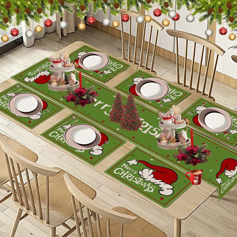 VIKAMA Set Alas Meja Natal Kar - Linen Table Runner ulasan dan harga