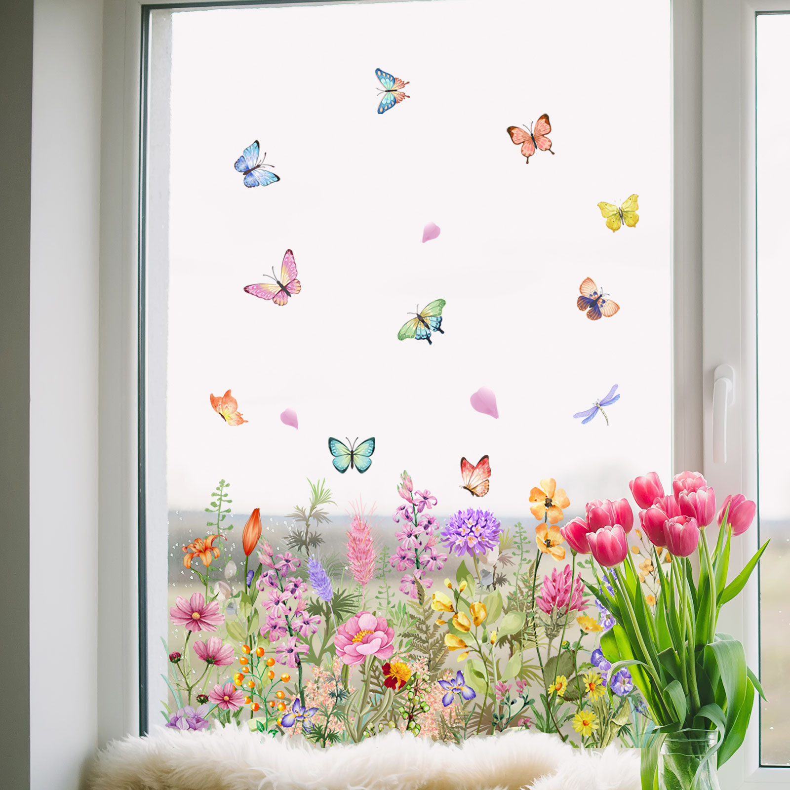 Stiker jendela tanaman kupu-ku - Home Decor Window Blinds ulasan dan harga