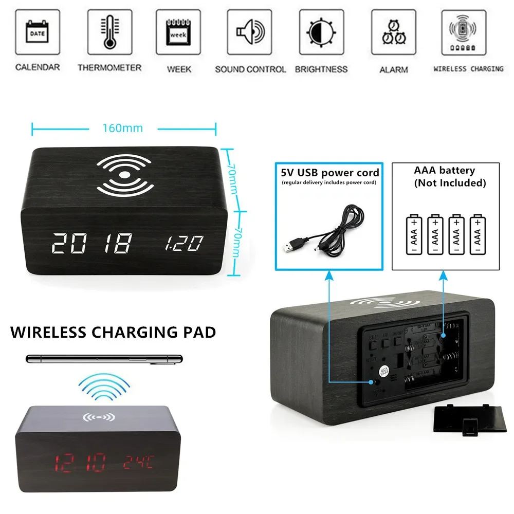 Jam Alarm LED Digital Kayu USB - Vintage Alarm Clock ulasan dan harga