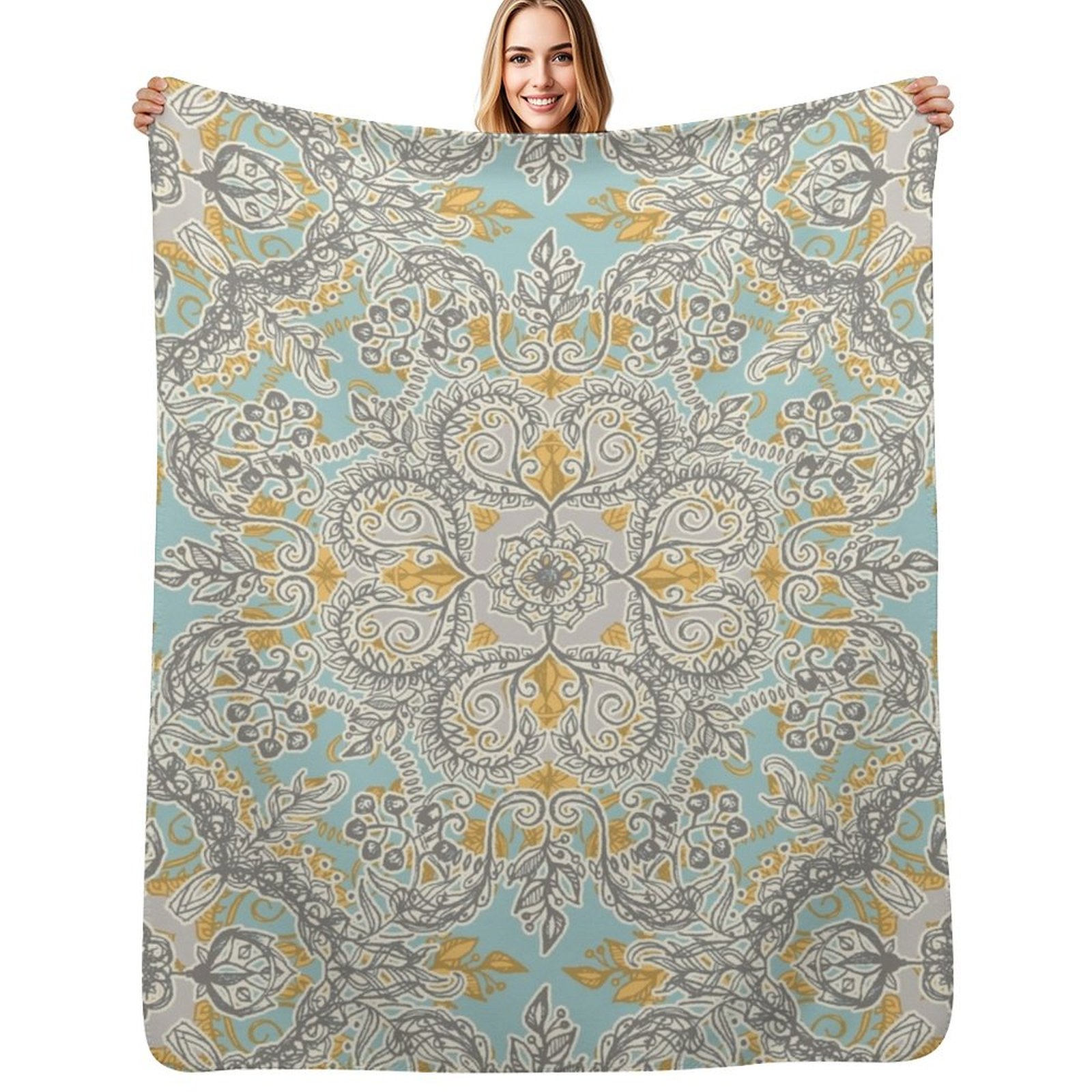 Selimut Motif Bunga Gypsy dala - Neutral Throw Blanket ulasan dan harga